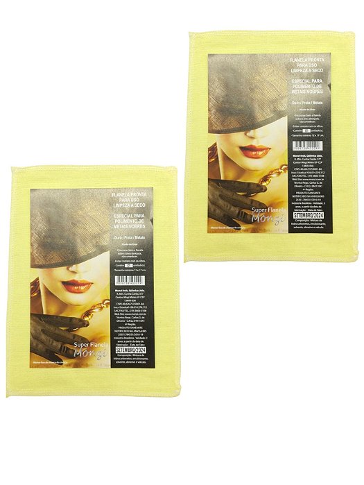 Kit 2Un Flanela Mágica 12cm x 17cm Original Monzi Polimento Para Jóias Brilho Prata Ouro Acessórios