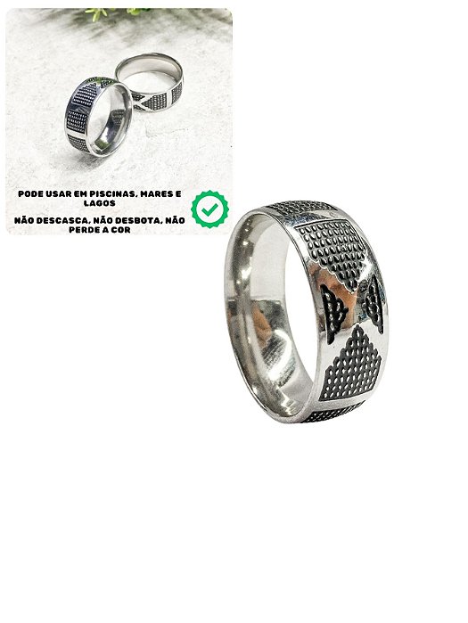 Anel Dedeira 7mm Masculino Prateado Preto Minimalista Básico Aço Inox Prova D'Água