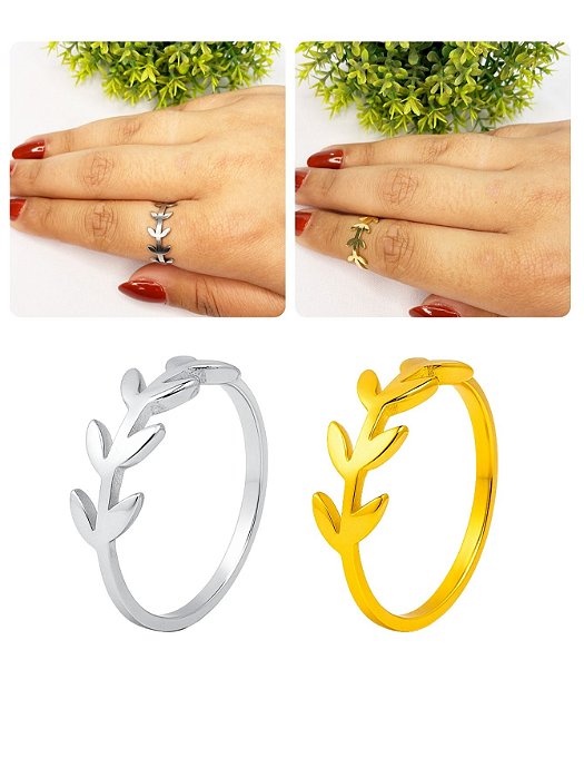 Anel Falange Feminino Folha Delicado Prata Dourado Aço Inox