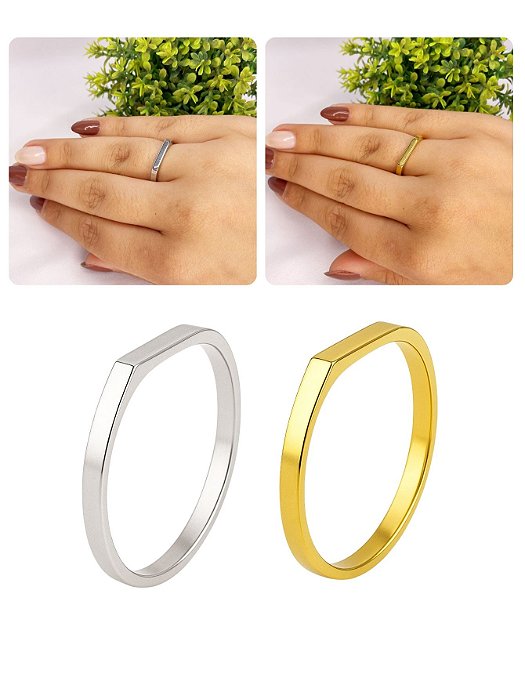 Anel Flat Masculino Feminino Retangular Chapa 2mm Quadrado Aço Inox Prata Dourado Dedeira