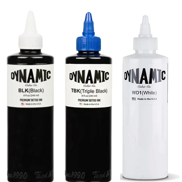 Kit 3 Unidades de Dynamic 240 ml - Black - Triple Black -  White