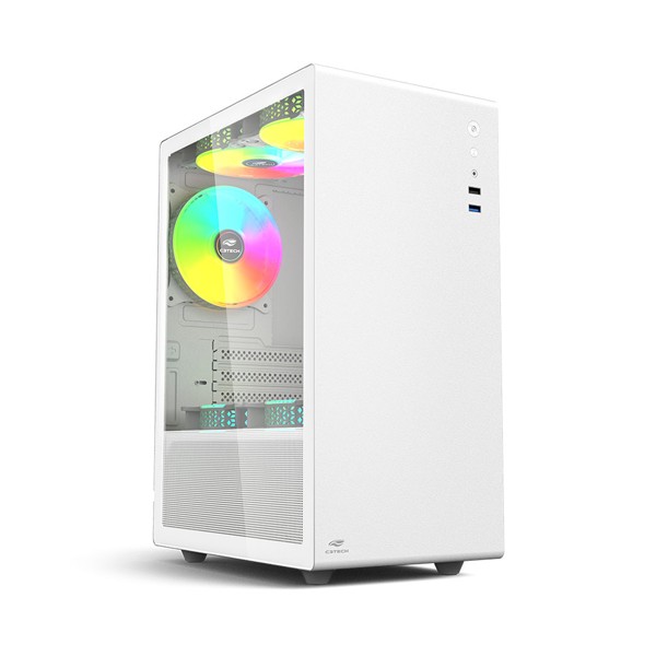 Gabinete Gamer MT-G200WH com Coolers Branco C3Tech Sem Fonte