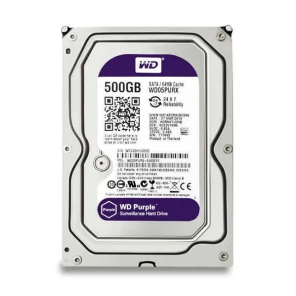 HD Sata 3.5" DVR CFTV 500GB Western Digital Purple WD05PURX