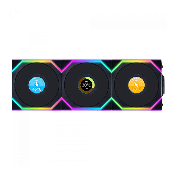 Kit 3 Fans Lian Li Uni Fan SL Wireless LCD 120 ARGB Preto