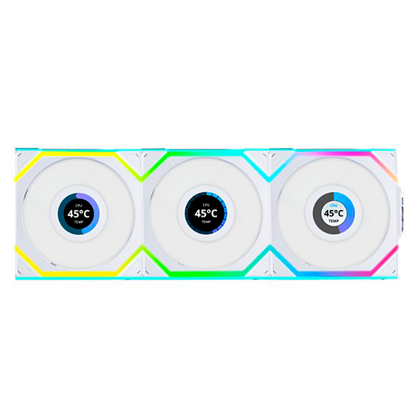 Kit 3 Fans Lian Li Uni Fan SL Wireless LCD 120 ARGB Branco