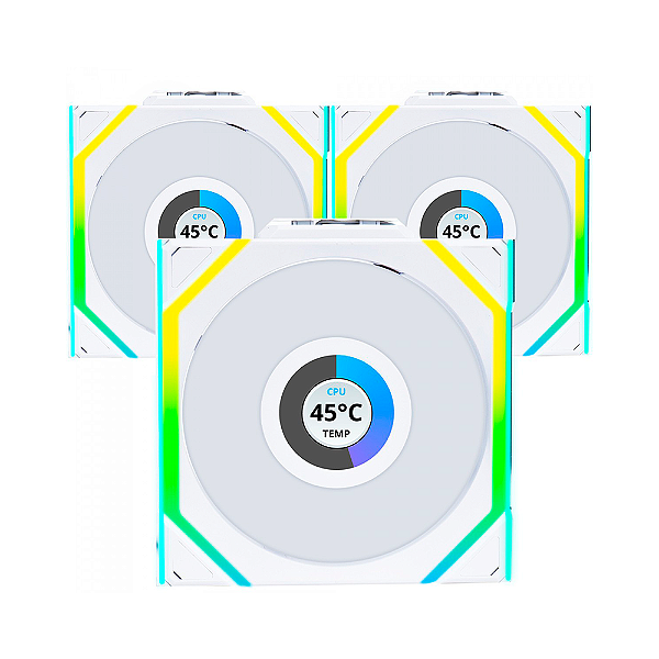 Kit 3 Fans Lian Li Uni Fan SL Wireless 120 ARGB Reverse Blade Branco