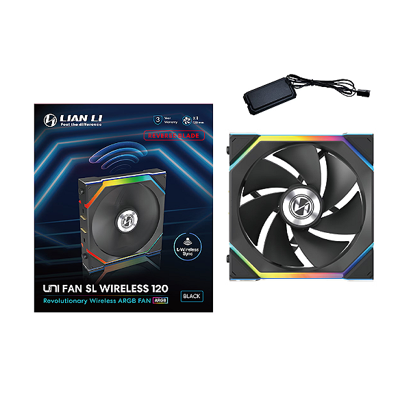Fan Lian Li Uni Fan SL Wireless 120 Reverse Blade ARGB Preto