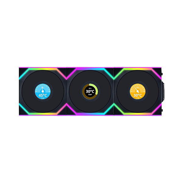 Kit 3 Fans Lian Li Uni Fan SL 120 Wireless ARGB Reverse Blade Preto
