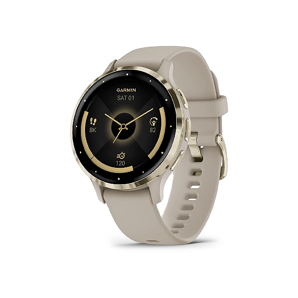 Relógio Smartwatch Garmin Venu 3s Bege Dourado Music GPS 41mm