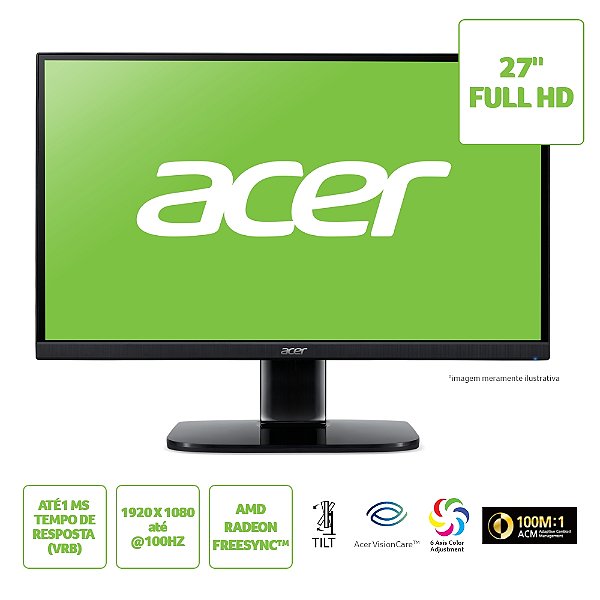 Monitor Acer 27" KA272 Ebi Full HD 100Hz IPS VGA HDMI 1ms