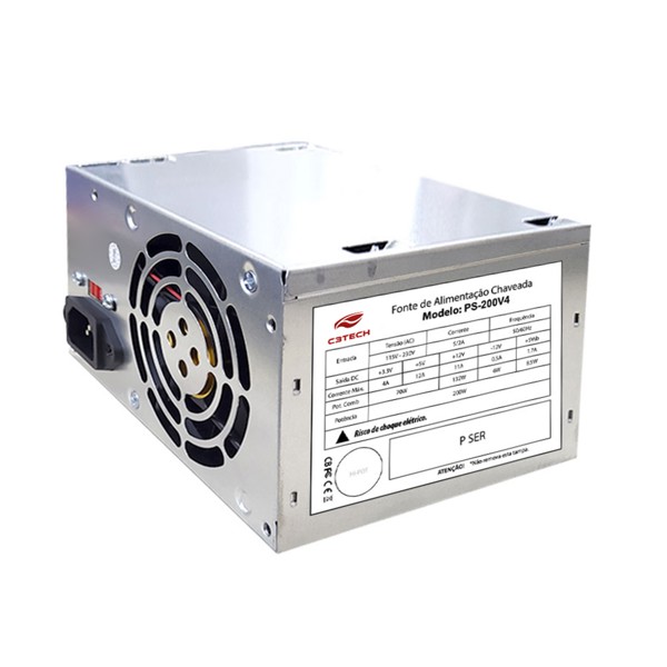 Fonte ATX 200W PS-200V4 Fan 80cm Sem Cabo C3Tech