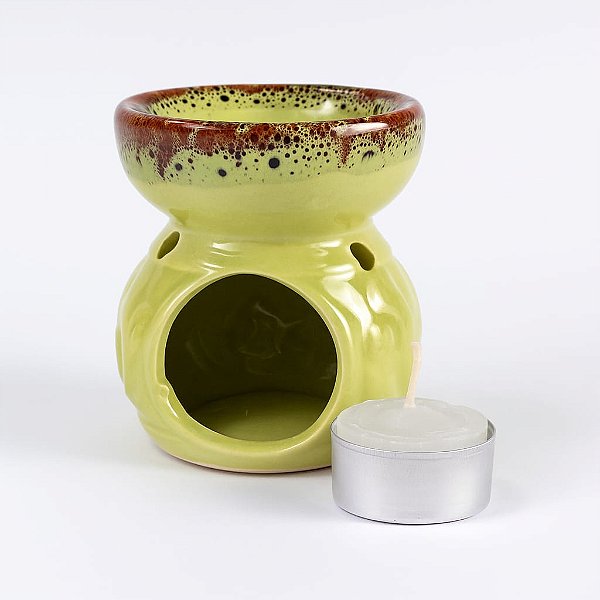 Aromatizador Réchaud Folhagem Verde - Cerâmica