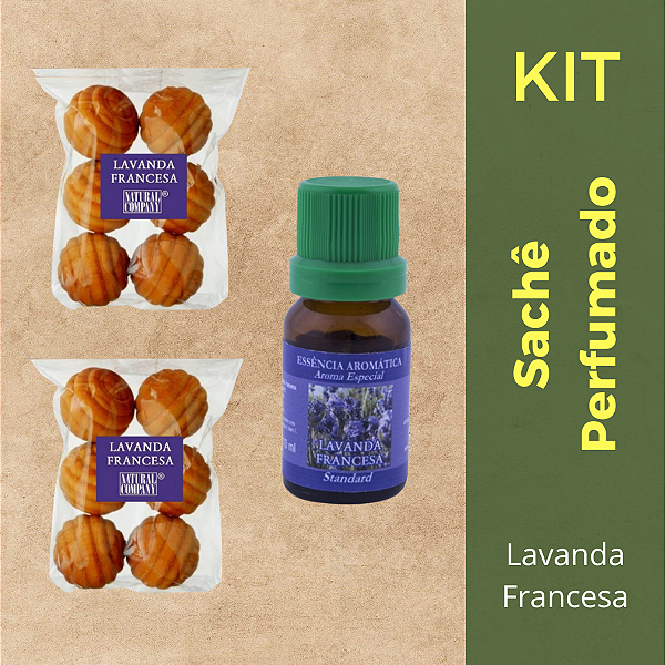 Kit Sachê Perfumado Bolinha Madeira + Essência 10 ml Lavanda