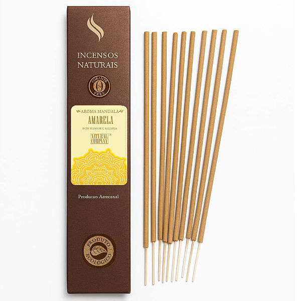 Incenso Natural Mandala Amarela Natural Company - 12 Varetas/12 hs Exalando