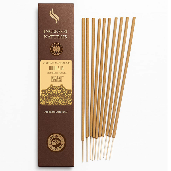 Incenso Natural Mandala Dourada Natural Company - 12 Varetas/12 hs Exalando