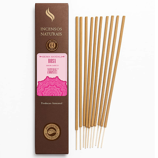 Incenso Natural Mandala Rosa Natural Company - 12 Varetas/12 hs Exalando
