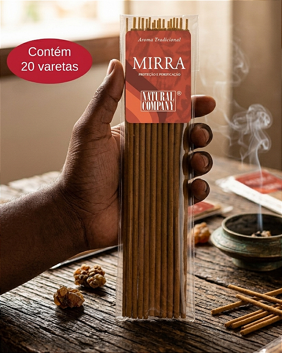 Incenso Natural Mirra Natural Company - Refil 20 Varetas/20 hs Exalando