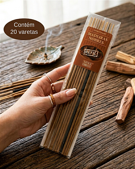 Incenso Natural Madeiras Nobres Natural Company - Refil 20 Varetas/20 hs Exalando