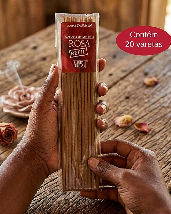 Incenso Natural Rosa Natural Company - Refil 20 Varetas/20 hs Exalando