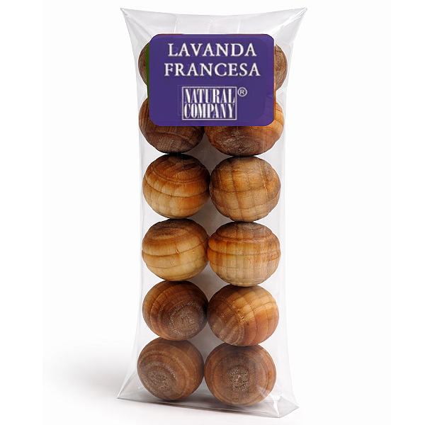 Sachês Perfumados Bolinhas de Madeira - Lavanda Francesa c/12 bolinhas