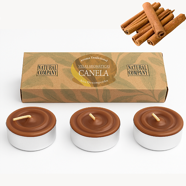 Velas Aromáticas Canela 20 g. Embalagem com 3 Velas