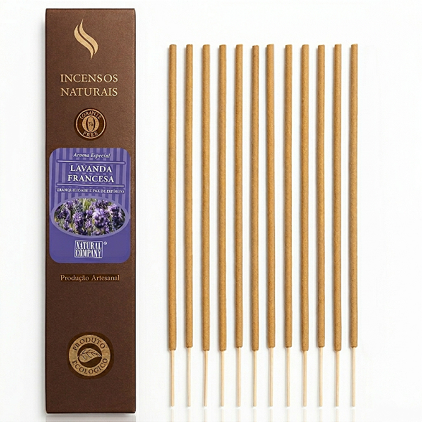 Incenso Natural Lavanda Francesa Natural Company - 12 Varetas/12 hs Exalando
