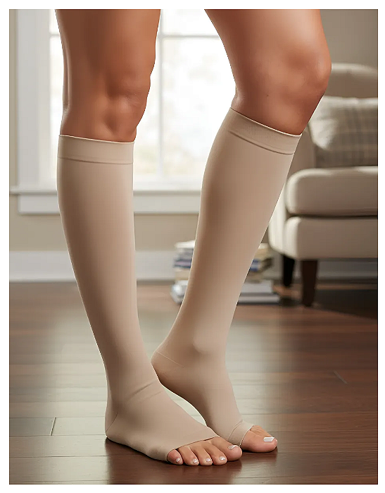 Meia Sigvaris Select Comfort, 30-40 mmHg, 3/4 Panturrilha Cor: Bege