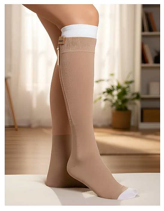 Meia Venosan, Ulcercomfort com Ziper, 30-45 mmHg, Cor: Bege