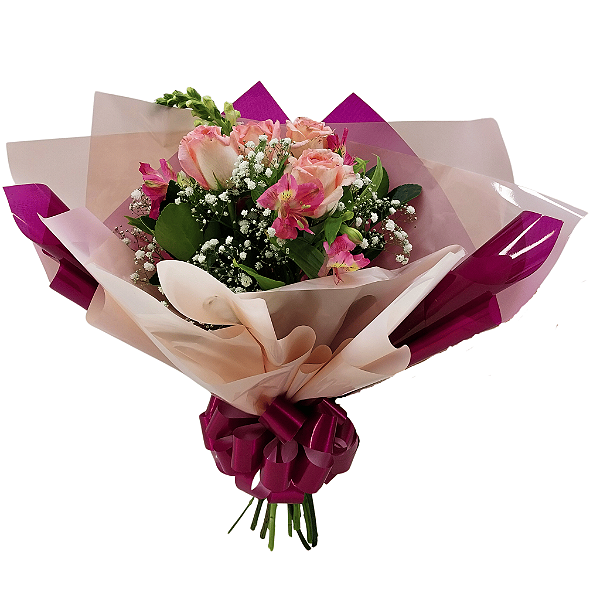 Buquê de 4 Rosas Cor de Rosa
