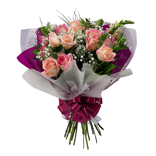 Buquê Classic de 10 Rosas Cor de Rosa