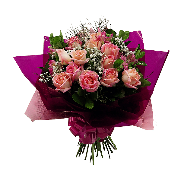 Buquê de 12 Rosas Cor de Rosa