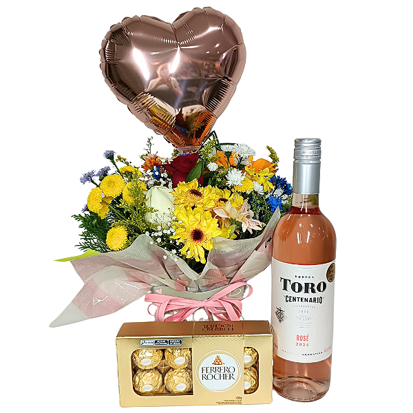 Brinde de Amor – Mix Floral, Rosé e Ferrero Rocher