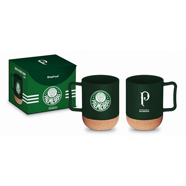 CANECA VIDRO CORK C/PORTA COPO ROLHA TIMES - PALMEIRAS