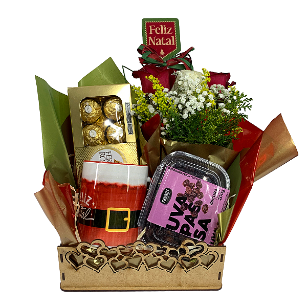 Bandeja Natal com Arranjo de Rosas