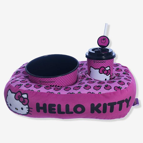 KIT ALMOFADA PIPOCA INFANTIL FIBRA VELUDO HELLO KITTY