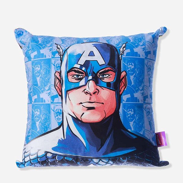 ALMOFADA FIBRA VELUDO 40X40CM CAPITAO AMERICA