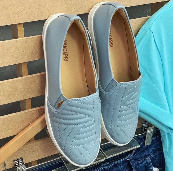 Tênis Slip On Anacapri Matelassê Pespontado Cielo