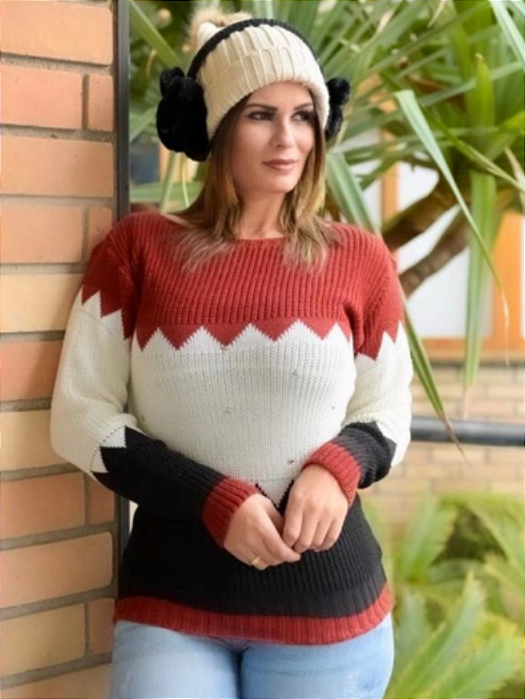 Blusa Mika Tricô Mousse Pérolas Colorida Moda Feminina