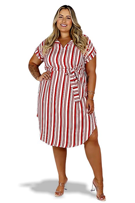 Vestido Listrado Plus Size Cosma 12052