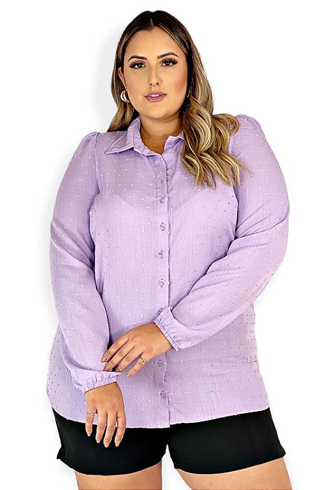 Camisa Plus Size Em Viscose De Manga Longa Pipoquinha 81200