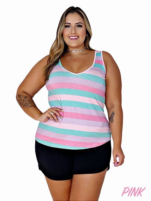 blusa regata plus size