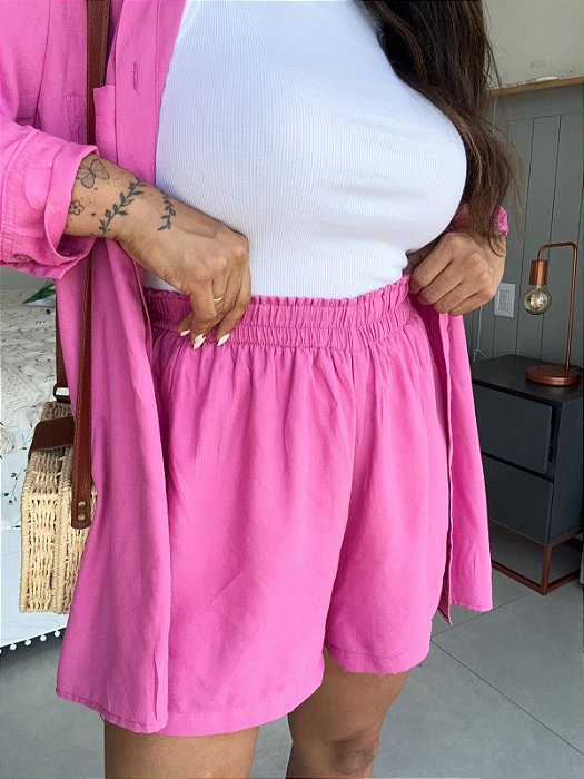 Short elástico linho Zoe
