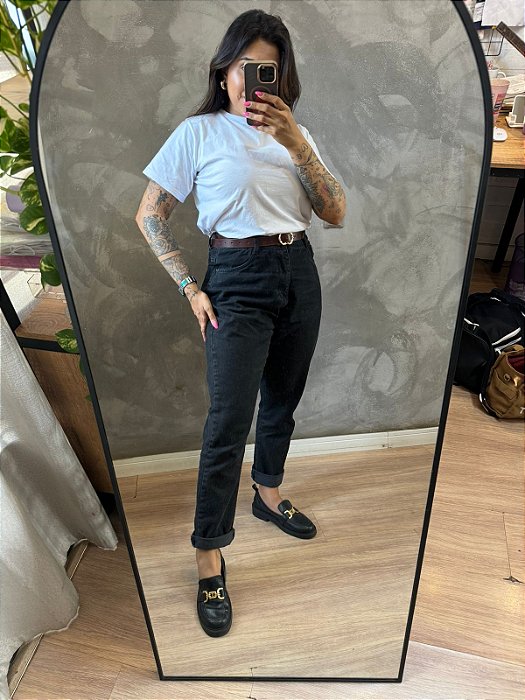 CALÇA MOM JEANS BLACK