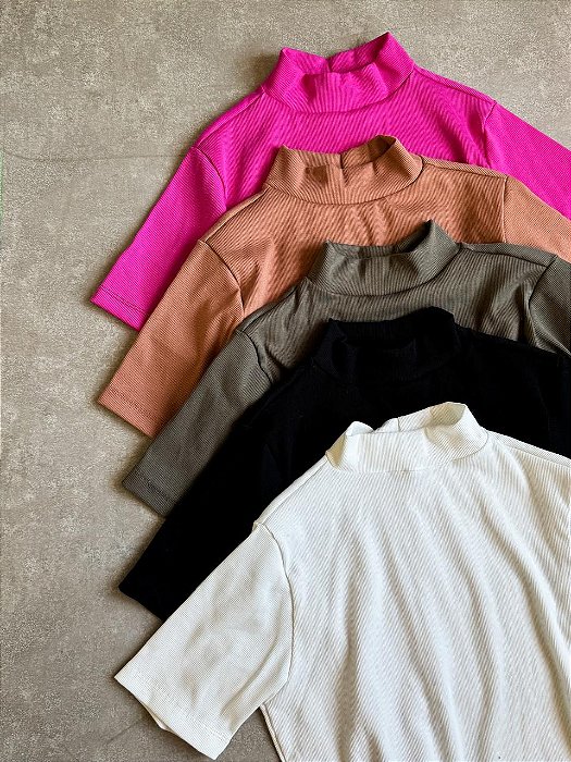 Blusa gola alta ribana TOPAZZE