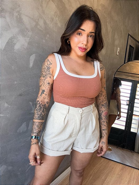 Short de linho Alfaiataria