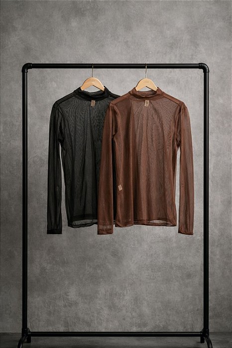 BLUSA DE TULE MANGA LONGA