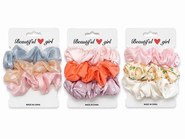 SCRUNCHIE DE TECIDO - KIT COM 3