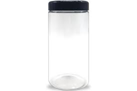 POTE REDONDO PLASTICO 400ML COM TAMPA PRETA LISA 6 X 14CM