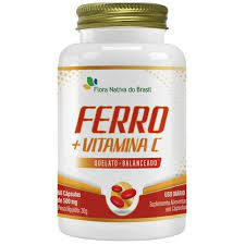 FERRO QUELATO COM VITAMINA C 60 CAPSULAS 500MG FLORA NATIVA