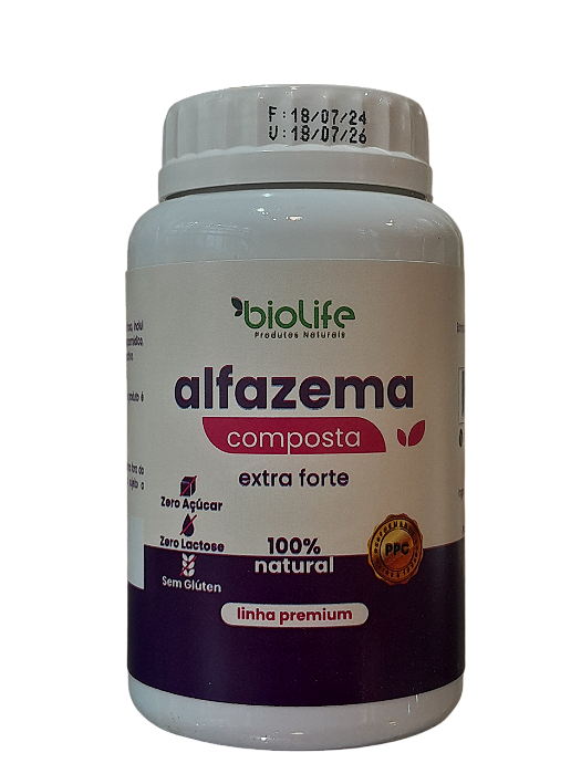 ALFAZEMA COMPOSTA EXTRA FORTE BIOLIFE 60 CAPSULAS VALIDADE 18 07 26